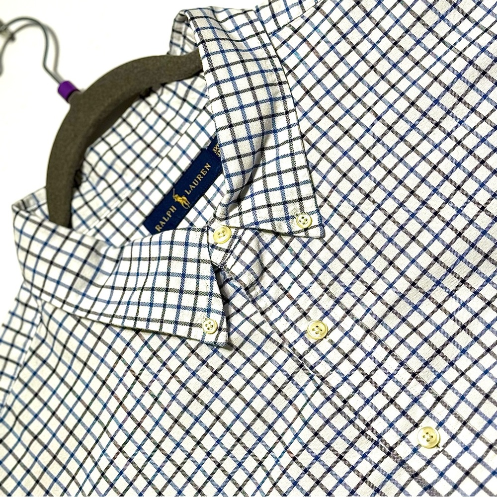 NEW Ralph Lauren Men's White and‎ Blue Plaid Size 3XB Shirt Perfect Condition